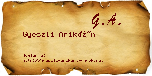 Gyeszli Arikán névjegykártya